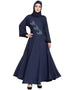 Arabic Hand embroidered Umbrella Nida Abaya Navy Blue