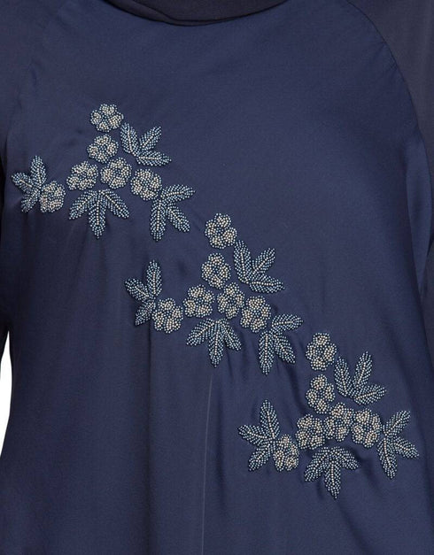 Arabic Hand embroidered Umbrella Nida Abaya Navy Blue