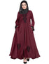 Trendy Hand embroidered Umbrella Nida Abaya Maroon