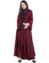 Trendy Hand embroidered Umbrella Nida Abaya Maroon