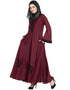 Trendy Hand embroidered Umbrella Nida Abaya Maroon