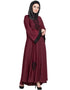 Trendy Hand embroidered Umbrella Nida Abaya Maroon