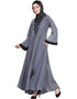 Modern Hand embroidered Umbrella Nida Abaya Grey