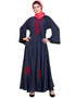 Islamic Hand embroidered Umbrella Nida Abaya Blue