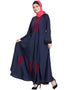 Islamic Hand embroidered Umbrella Nida Abaya Blue