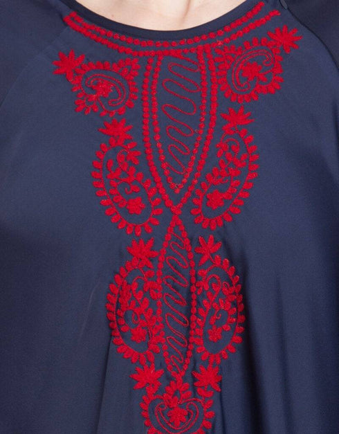 Islamic Hand embroidered Umbrella Nida Abaya Blue