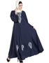 Arabic Hand embroidered Umbrella Nida Abaya Blue