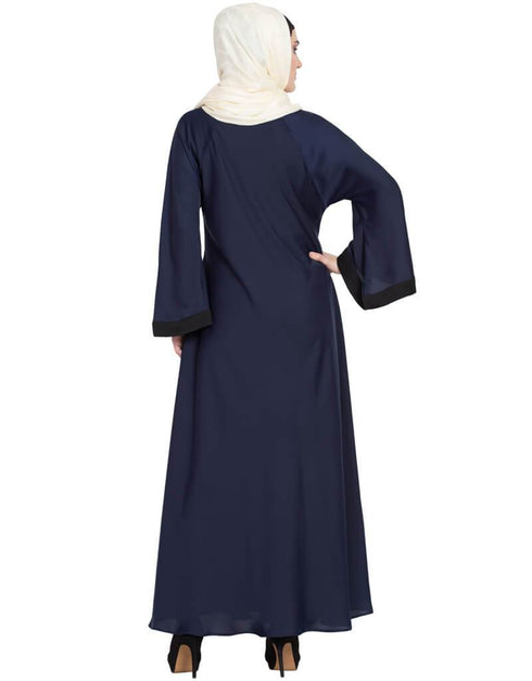 Arabic Hand embroidered Umbrella Nida Abaya Blue