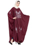 Women Thread Embroidered Nida Kaftan Maroon