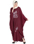 Women Thread Embroidered Nida Kaftan Maroon