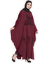 Muslimah Thread Embroidered Nida Kaftan Maroon