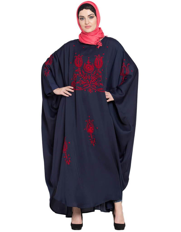 Chic Thread Embroidered Nida Kaftan Blue