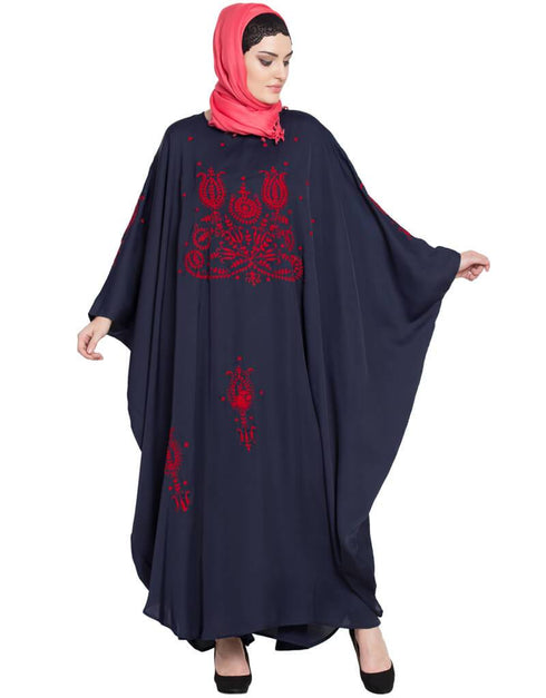 Chic Thread Embroidered Nida Kaftan Blue
