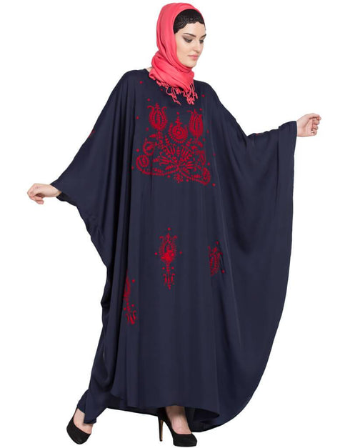 Chic Thread Embroidered Nida Kaftan Blue
