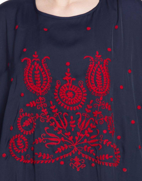 Chic Thread Embroidered Nida Kaftan Blue