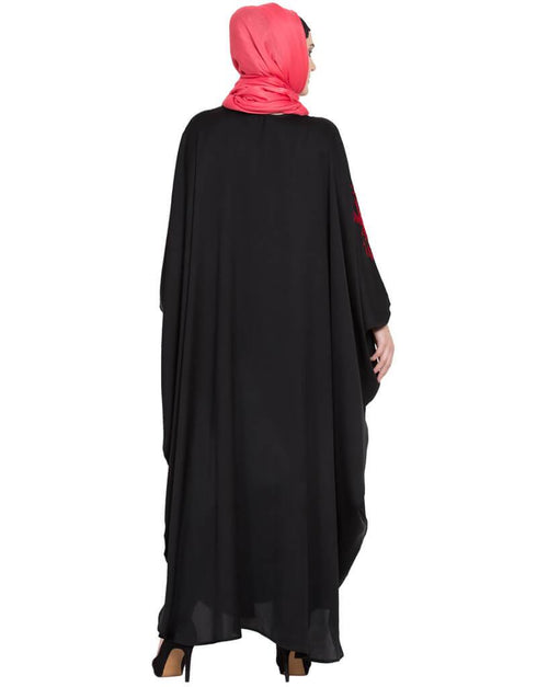 Modern Thread Embroidered Nida Kaftan Black