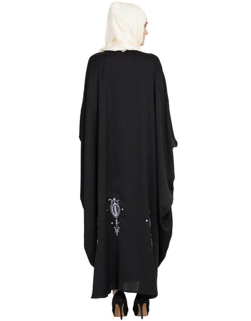 Dubai Thread Embroidered Nida Kaftan Black