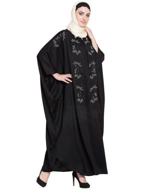 Islamic Thread Embroidered Nida Kaftan Black