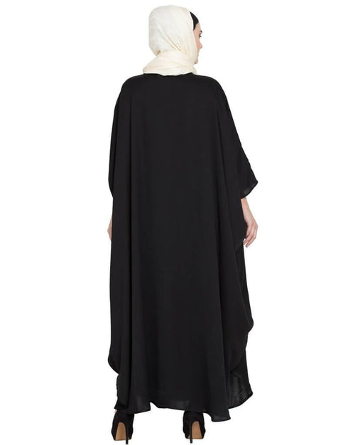 Islamic Thread Embroidered Nida Kaftan Black