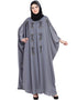 Arabic Thread Embroidered Nida Kaftan Grey