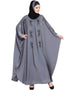 Arabic Thread Embroidered Nida Kaftan Grey