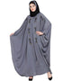 Arabic Thread Embroidered Nida Kaftan Grey