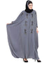 Arabic Thread Embroidered Nida Kaftan Grey
