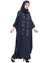Women Thread Embroidered Nida Kaftan Blue