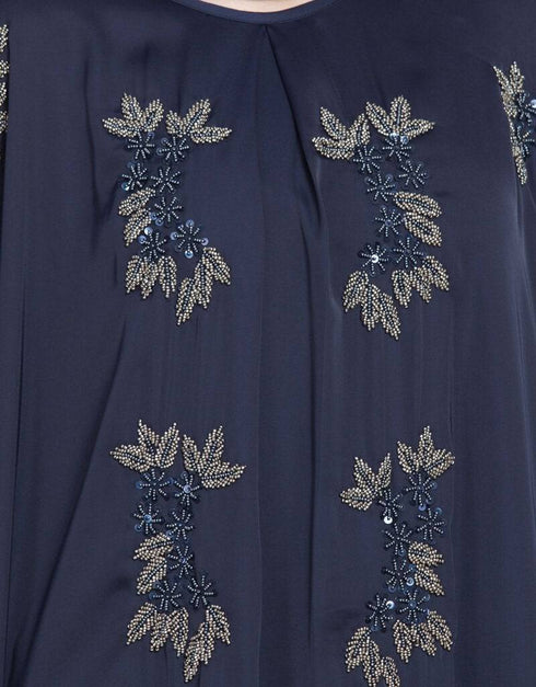Women Thread Embroidered Nida Kaftan Blue