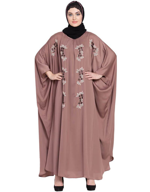 Chic Thread Embroidered Nida Kaftan Coffee