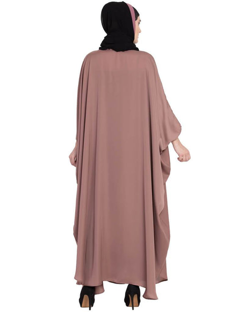 Chic Thread Embroidered Nida Kaftan Coffee