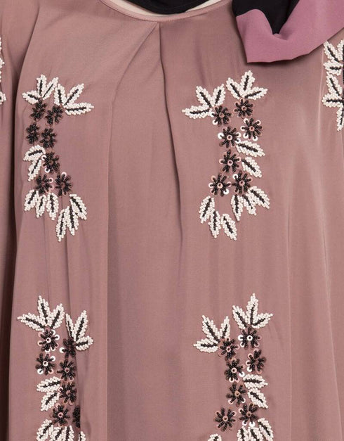 Chic Thread Embroidered Nida Kaftan Coffee