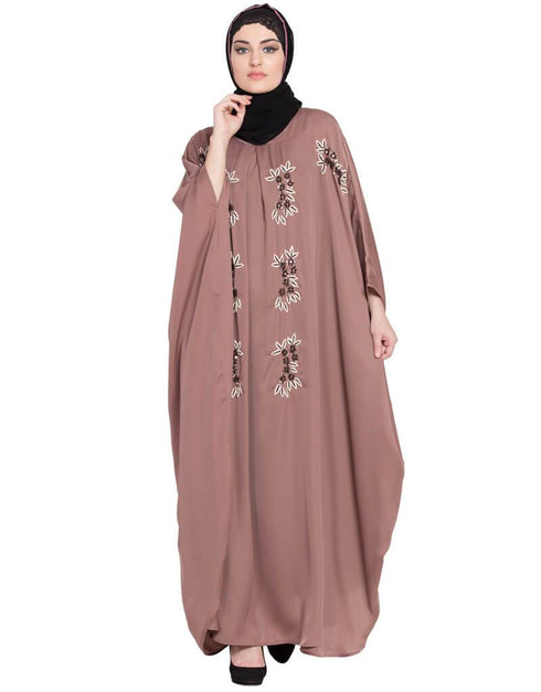 Chic Thread Embroidered Nida Kaftan Coffee