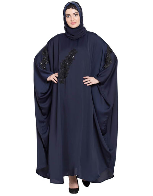 Modern embellished patch Nida Kaftan Navy Blue