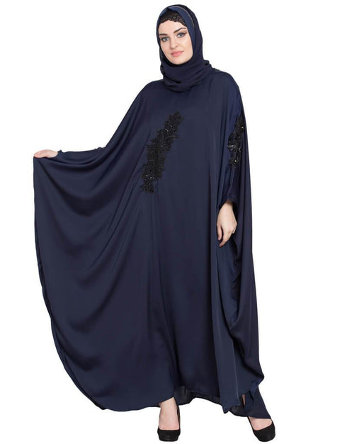Modern embellished patch Nida Kaftan Navy Blue