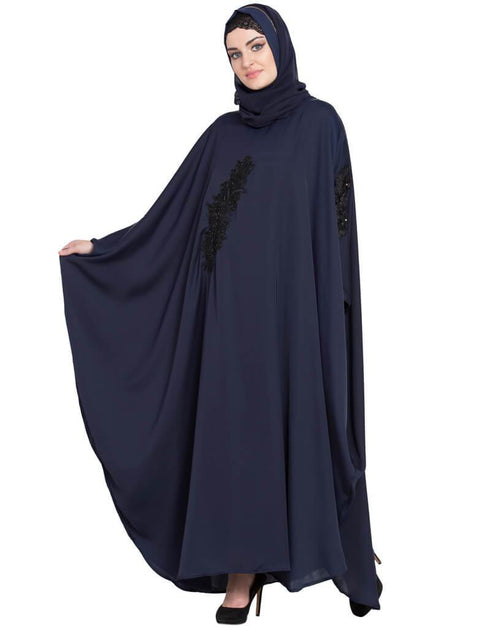 Modern embellished patch Nida Kaftan Navy Blue