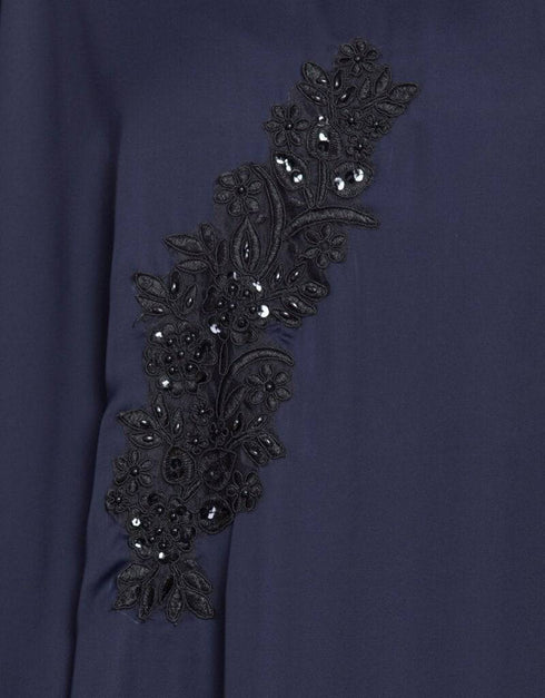 Modern embellished patch Nida Kaftan Navy Blue