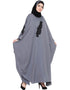 Dubai embellished patch Nida Kaftan Grey