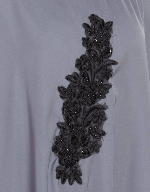 Dubai embellished patch Nida Kaftan Grey