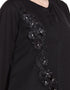 Modest Front zip and slit patch work Nida Abaya Black Women Online shopping USA