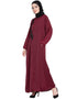 Islamic Front zip and slit patch work Nida Abaya Maroon Women Online shopping USA
