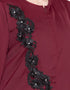Islamic Front zip and slit patch work Nida Abaya Maroon Women Online shopping USA