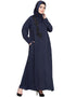 Women Front zip and slit patch work Nida Abaya Navy Women Online shopping USA