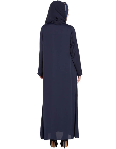 Women Front zip and slit patch work Nida Abaya Navy Women Online shopping USA