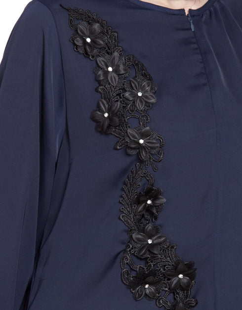 Women Front zip and slit patch work Nida Abaya Navy Women Online shopping USA