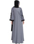 Muslimah embroidered patch Umbrella Abaya Grey Women Online shopping USA