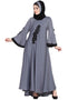Muslimah embroidered patch Umbrella Abaya Grey Women Online shopping USA