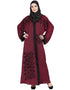 Chic Front Open embroidered Dubai Kaftan Maroon Women Online shopping USA