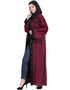 Chic Front Open embroidered Dubai Kaftan Maroon Women Online shopping USA