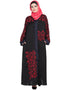 Trendy Front Open embroidered Dubai Kaftan Black Women Online shopping USA